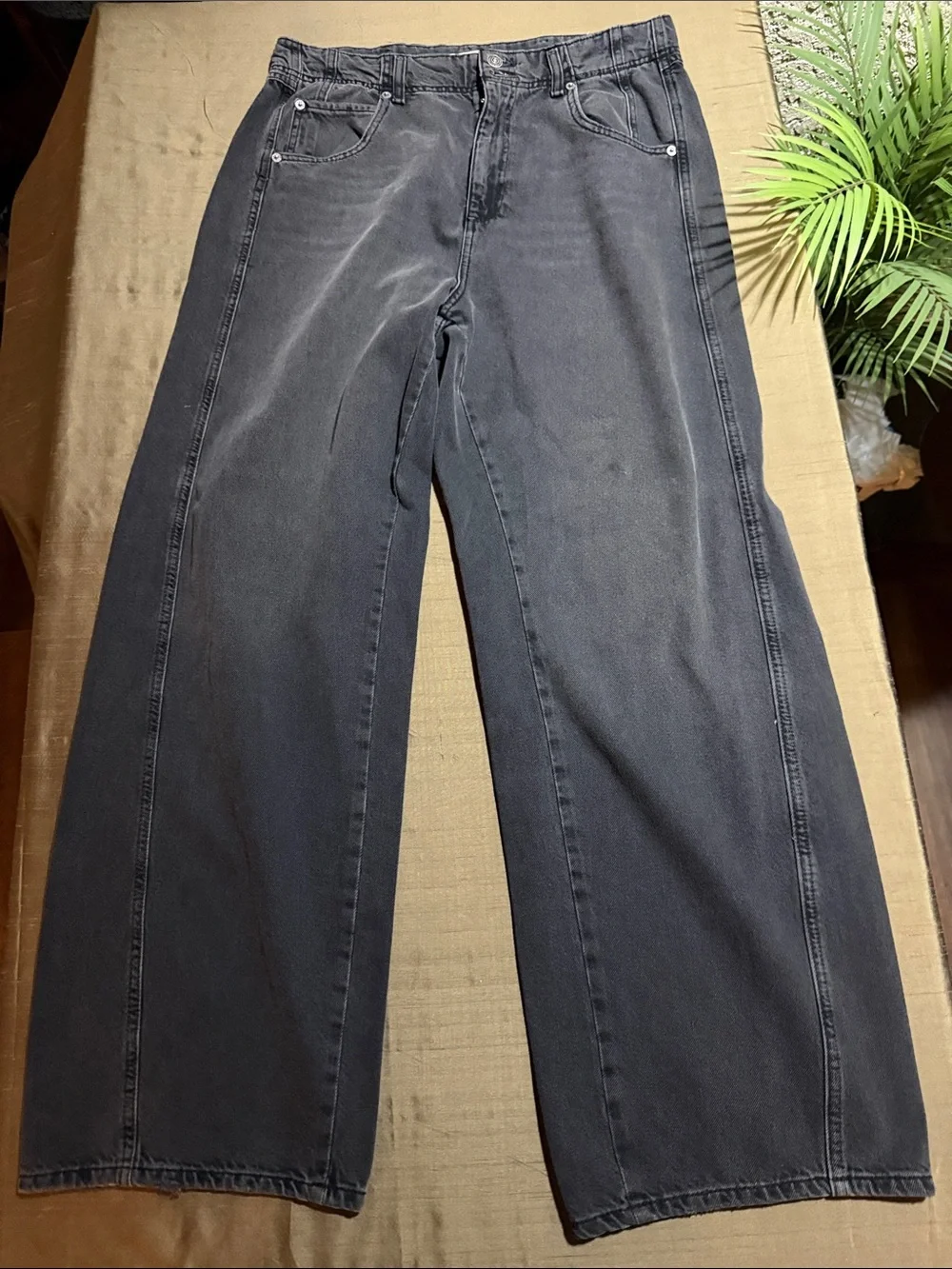 We The Free Gray High-Rise Wide Leg Jeans Size 33